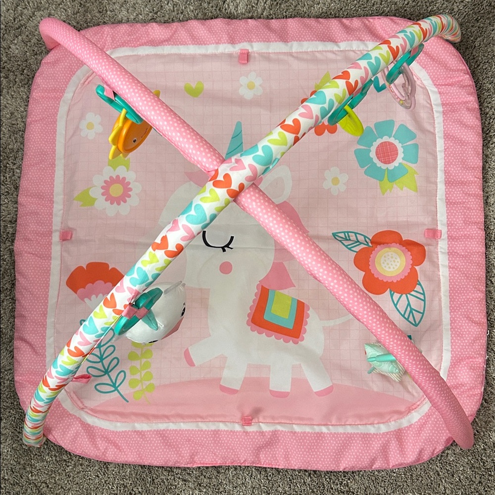 Pink Baby Play Mat with Unicorn Design